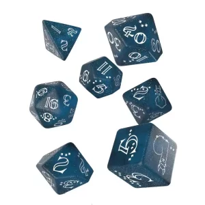 Set di Dadi Llama Cangianti Blu Scuro & Bianco (7)